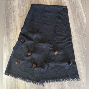 Italian Basile W 100% Lambswool Scarf Mink Pom Poms Old Money Luxury Italy